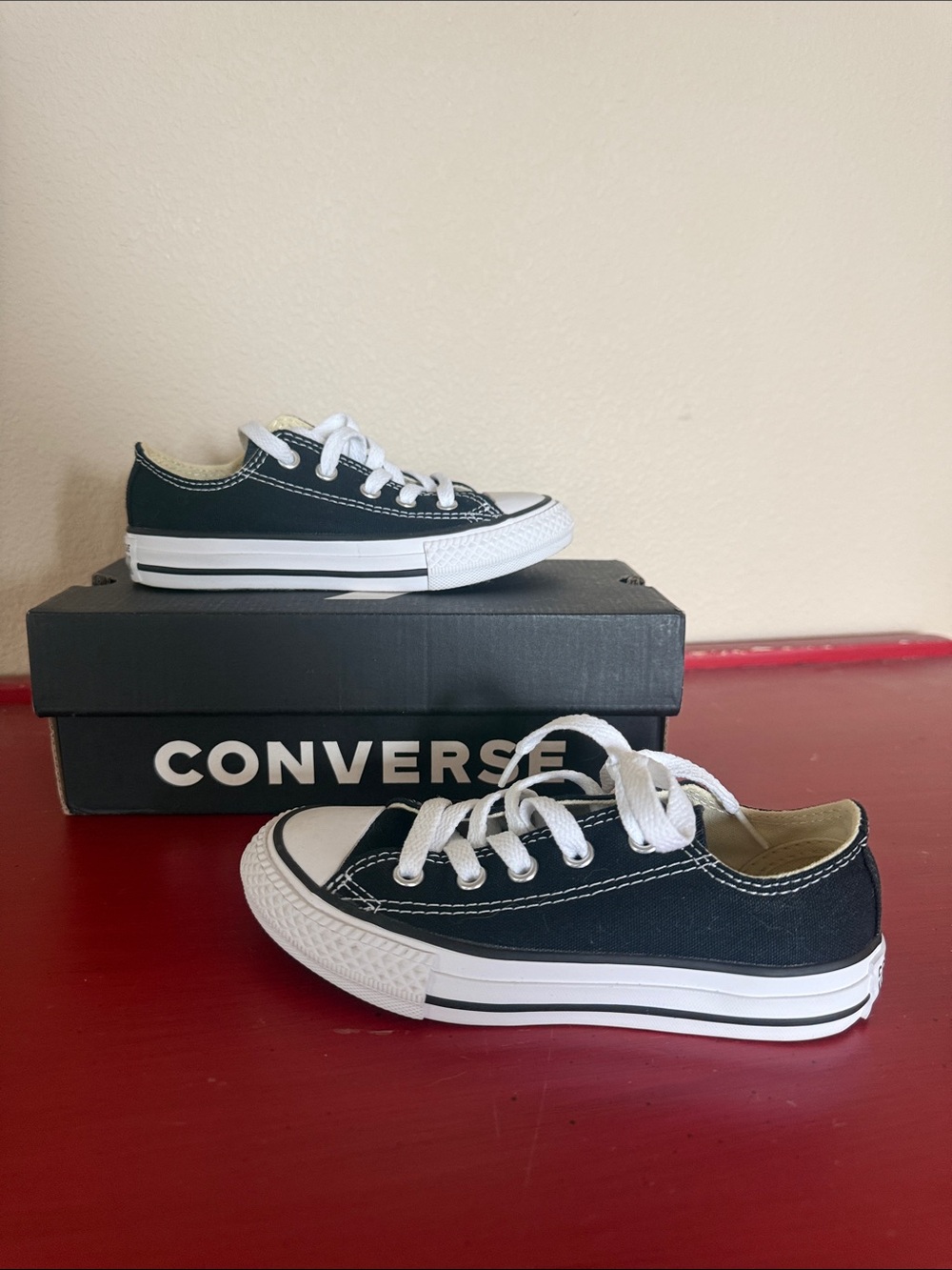Converse Kids Low Top Canvas Sneakers in Black and White
